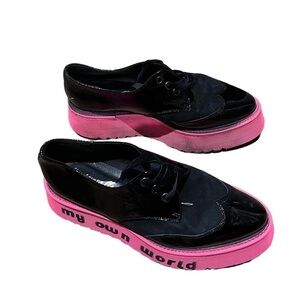 L’intervale, Orford black paten pink plateform lace shoes aize 38